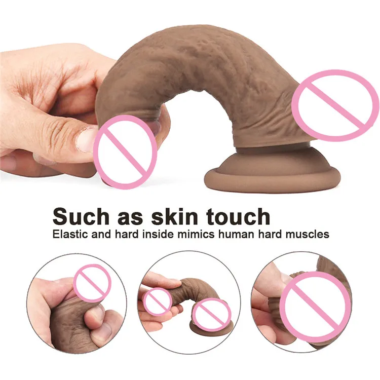 GaGu мягкий жидкий силиконовый реалистичный фаллоимитатор коричневый Пенис с