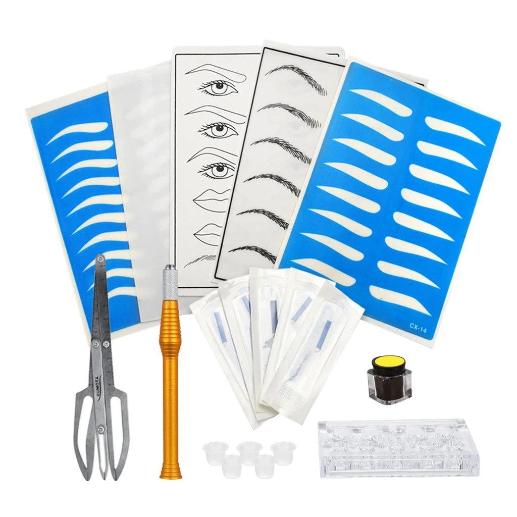 Мануального татуажа бровей микро лезвия для тату практика комплект линейка