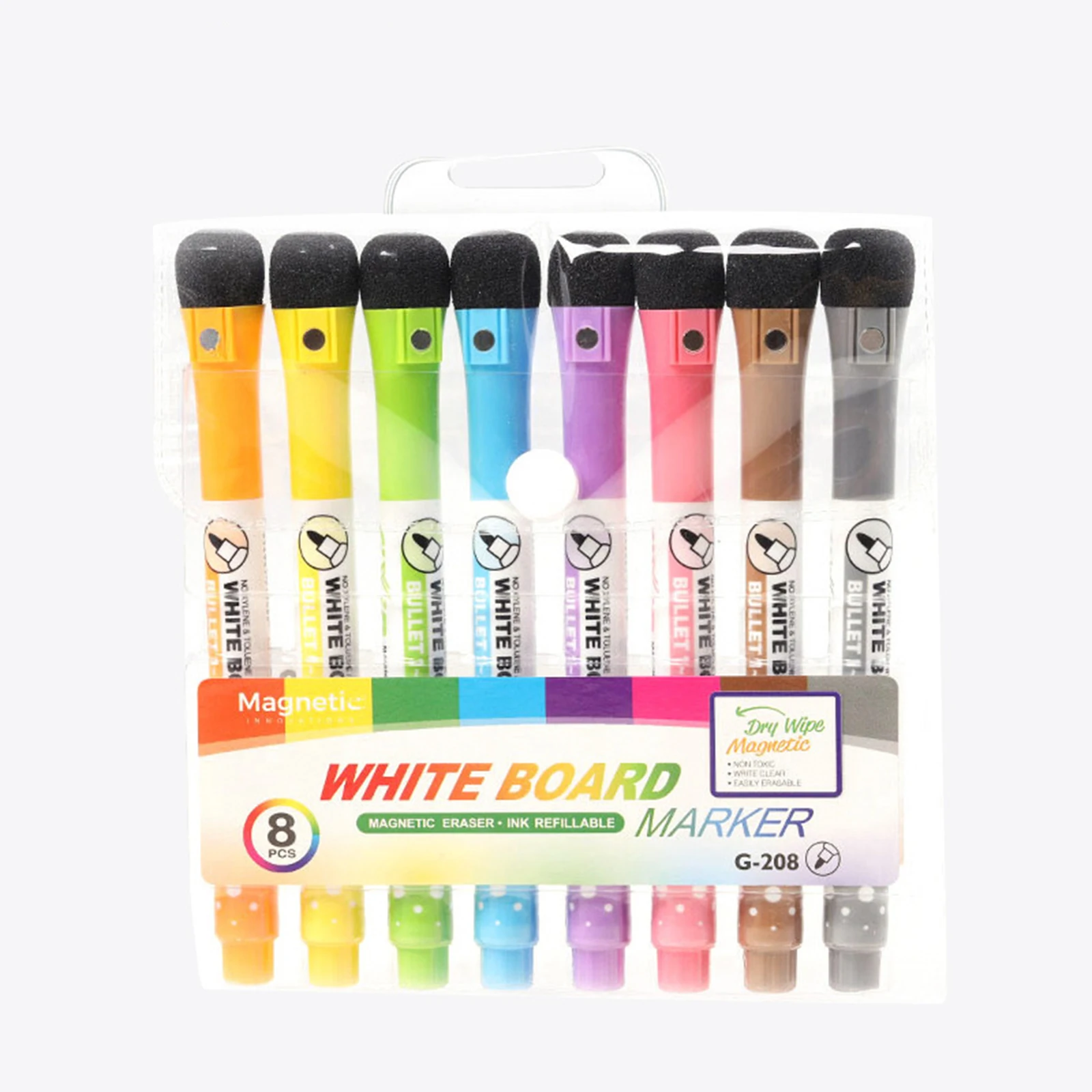 

8pcs Board Erasable Board Marker Magnetic Whiteboard Writing Pen With Pen Erase Erasable Magnet Buttons For Office School Supply
