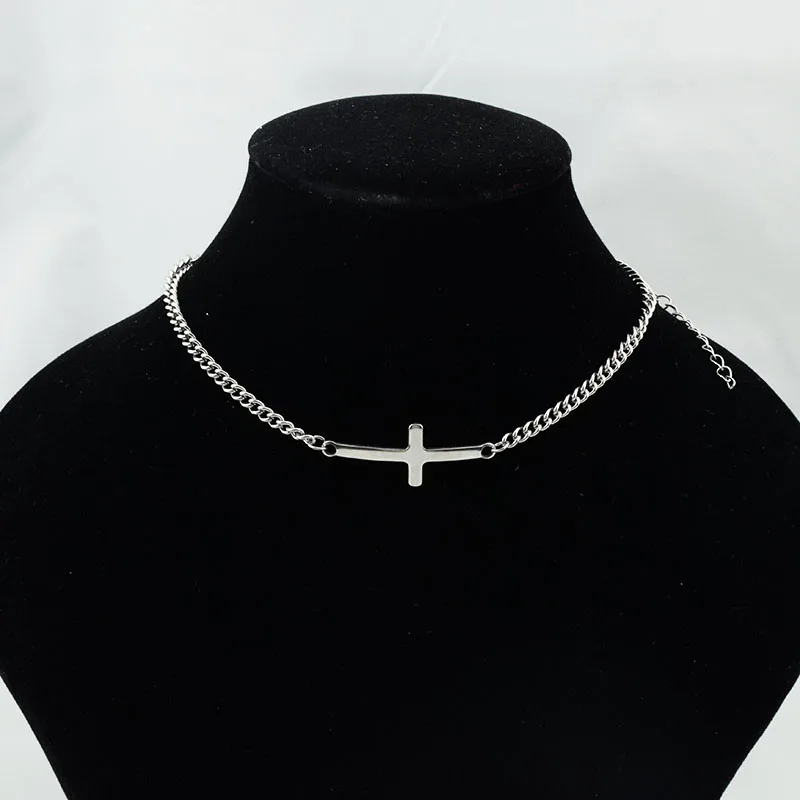 

Fashion Korean Stainless Steel Necklace For Women Men Accessories Crossed Crosses Pendant Charm Necklace Chain On Neck Jewelry