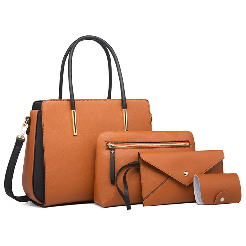

4Pcs/Set Fashion Women Bags Leather Large Capacity Purse Handbag Wallets Coin Card Package Ladies Shoulder Bag Tote Handbags