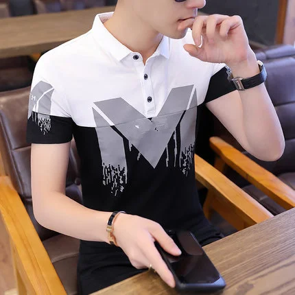 

Summer men's business casual short sleeve t-shirt 2374