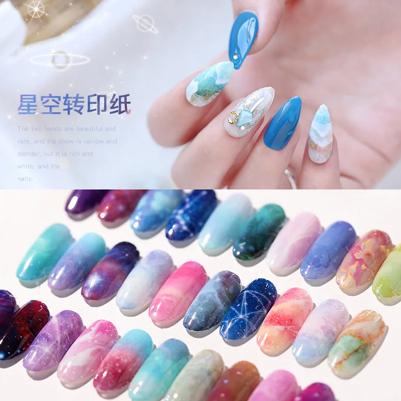 10PCS Nail Foil Sticker Set Holographic Starry Sky UV Gel Polish Flower Adhesive Transfer Art Decal Decoration | Красота и здоровье