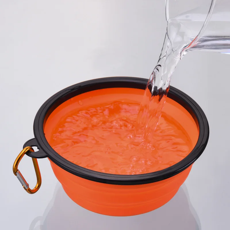 

High Quality Pet Folding Bowl Dog Bowls Cat Bowl with Keychain Outdoor Portable Folding Food Drinking Bowls for Travel Outside