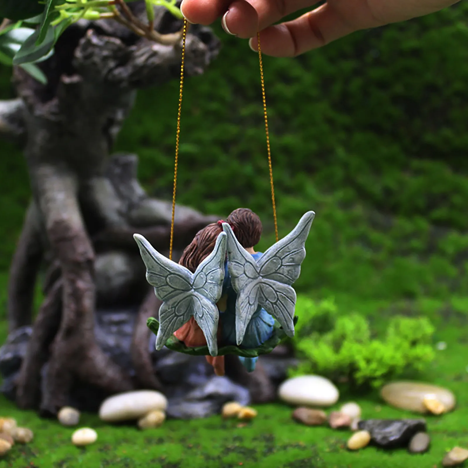 2 шт. качели с ангелом для влюбленных цветок Сказочная статуя садовые уличное
