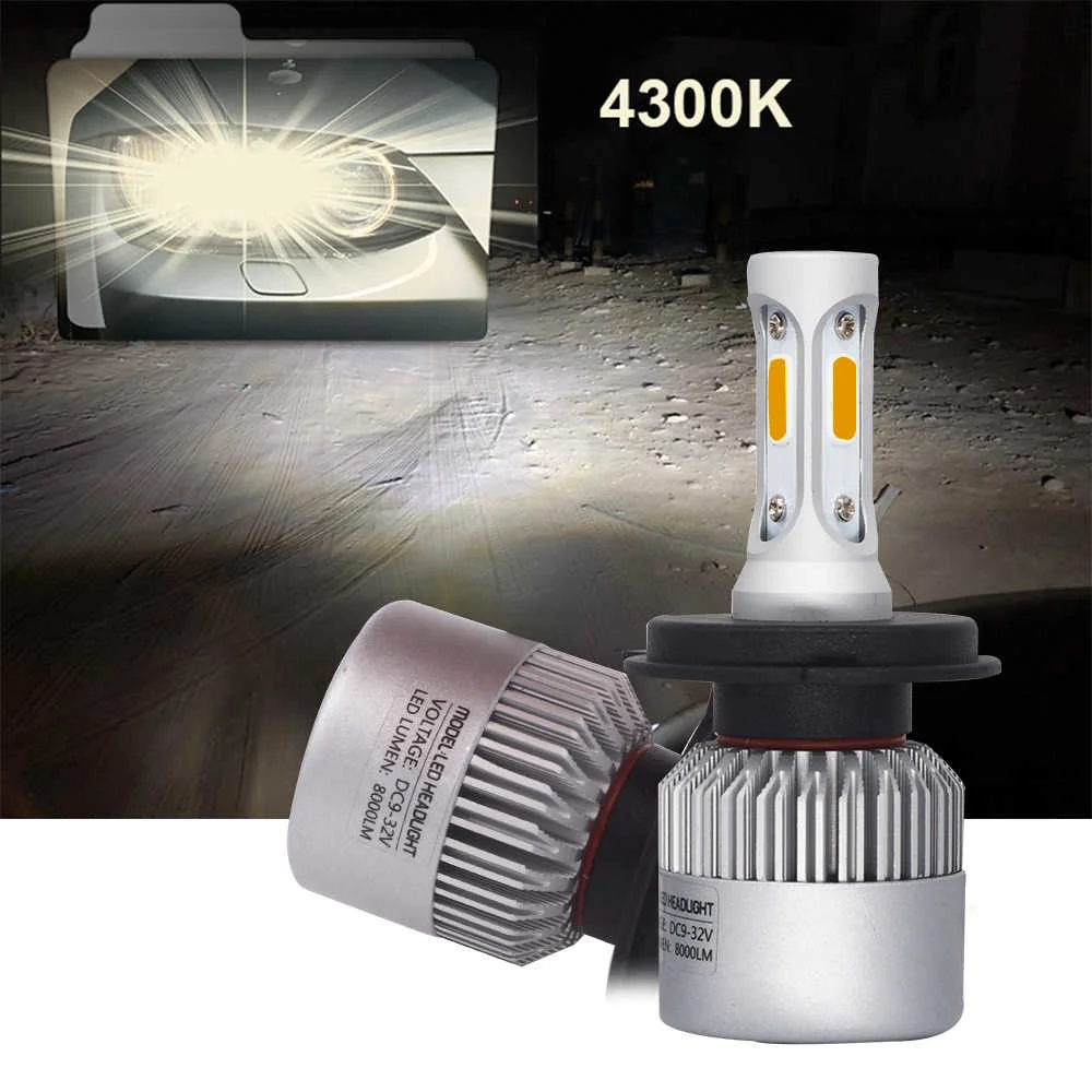 

YHKOMS Car Headlight H4 LED 4300K H7 H11 LED H1 H3 H8 H9 9005 9006 880 881 9004 9007 H13 5202 H16 LED Lamp Auto Fog Light 8000LM