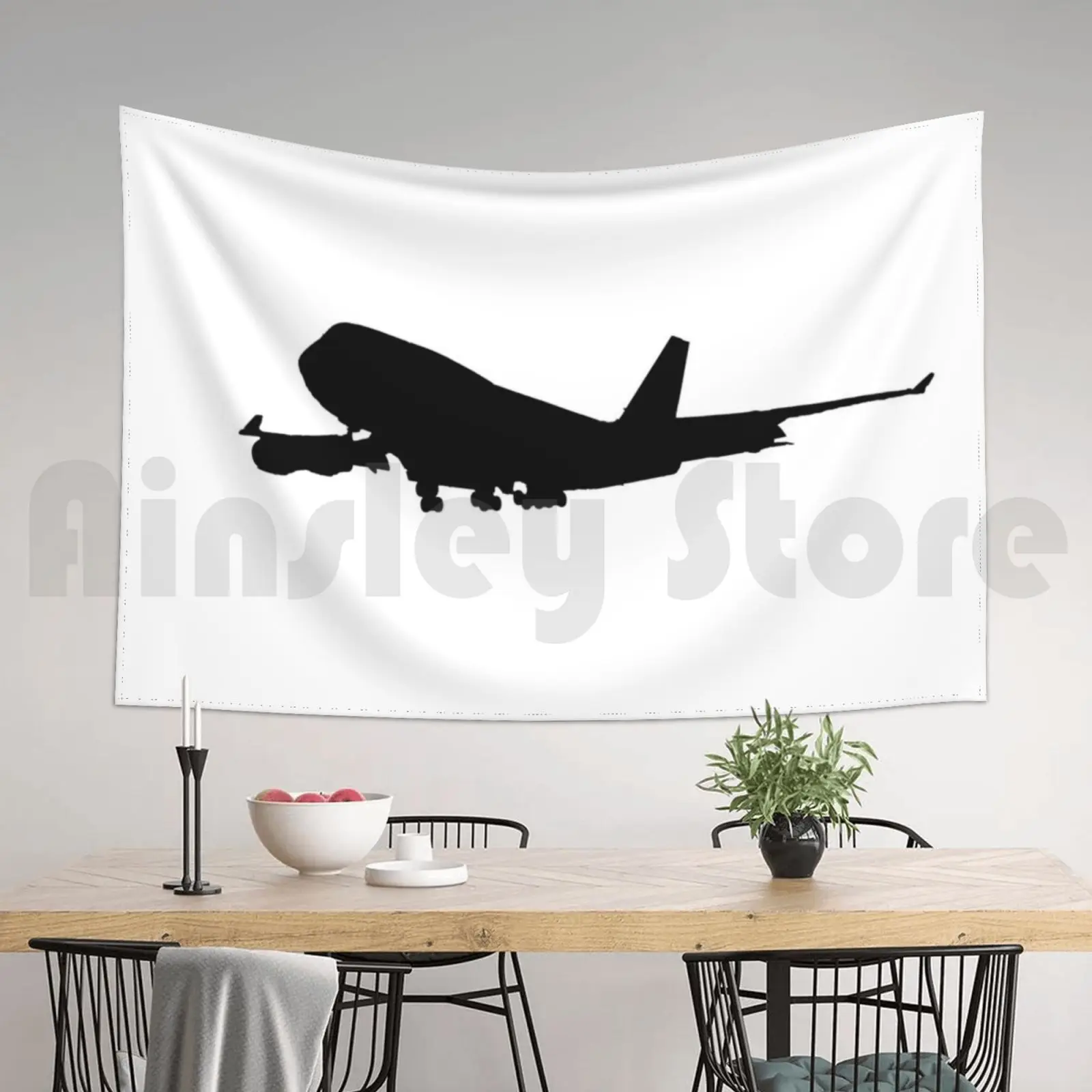 Boeing 747 Shadow Tapestry Living Room Bedroom Airplane Aviation Flying Flight Thewingedllama Travel |