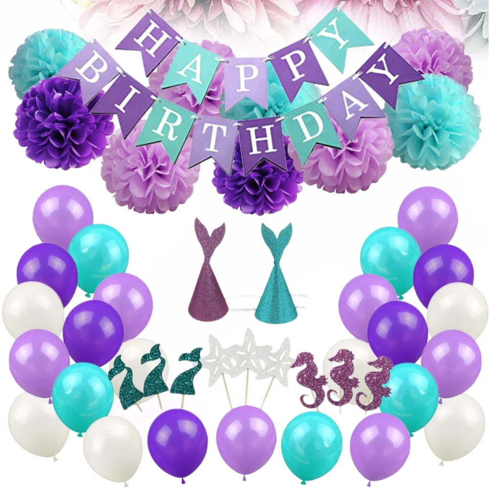 

Mermaid Balloon Birthday Decoration Set Decorative Balloons Kit Birthday Party Supplies (Mermaid Themed Suit)