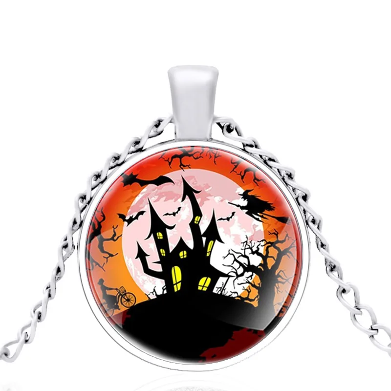 Новое поступление стеклянный кабошон с изображением ведьмы дома на Хэллоуин для