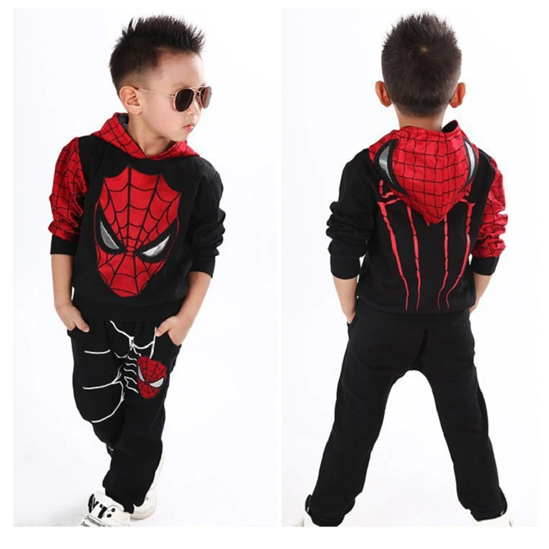 3-8Y Spiderman Baby Boys Clothing Set Cotton Sport Suit Children Fashion Child Spider Man Cosplay Costume Kids Tracksuit Clothes | Детская