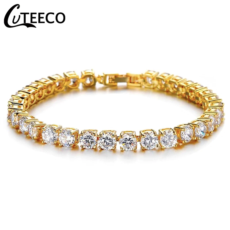 Браслеты CUTEECO из фианита для тенниса Золотая и серебряная цепочка свадебный