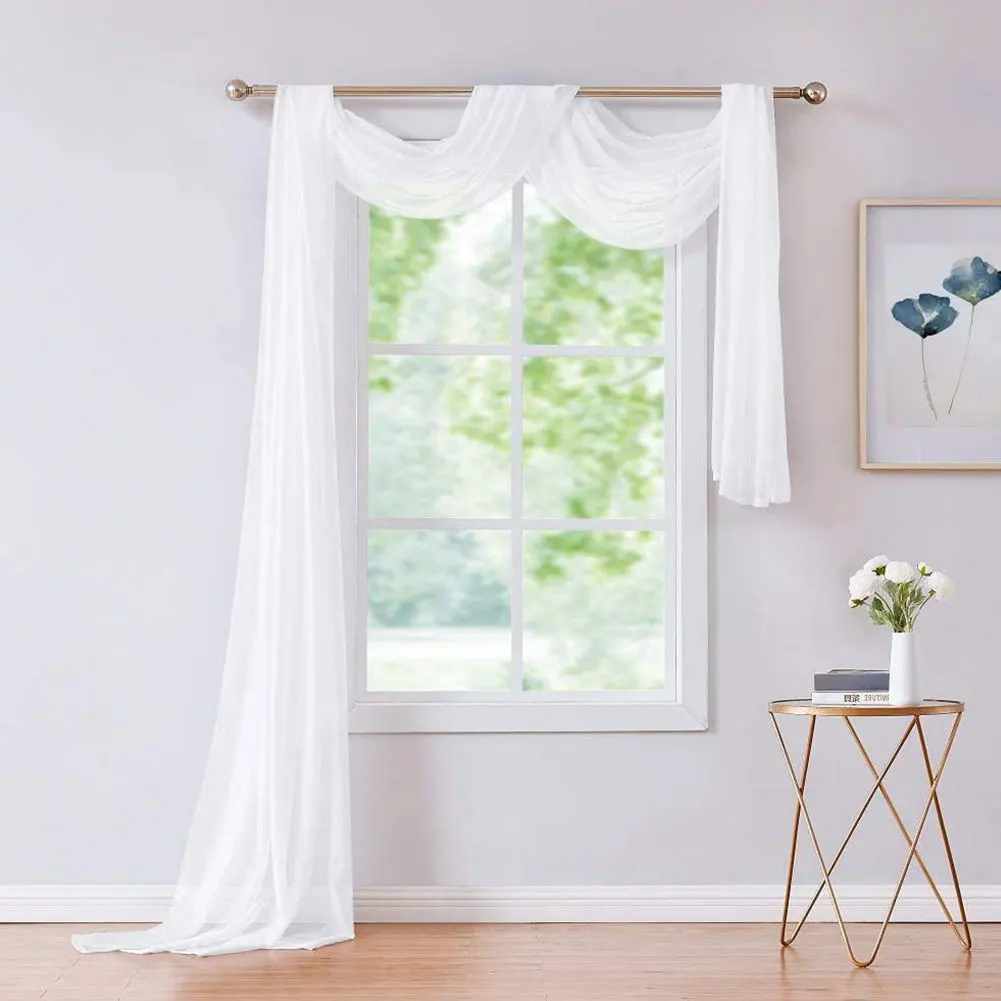 

Window Sheer Curtain Scarf Elegant Voile Curtains Window Treatment Living Room Home Decor Window Screen Solid Colors 70x550cm