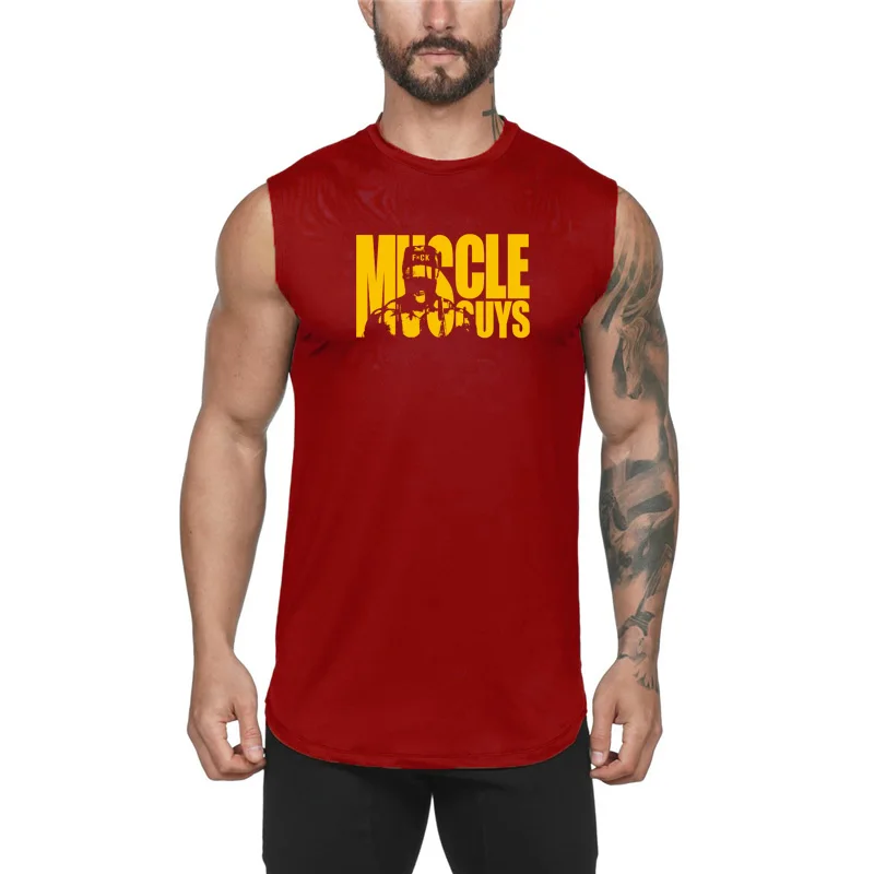 

Muscle Guys Bodybuilding Sleeveless Shirts Gyms Tank Top Men Fitness Mens Singlet Workout Compression Vest Brand Clothing