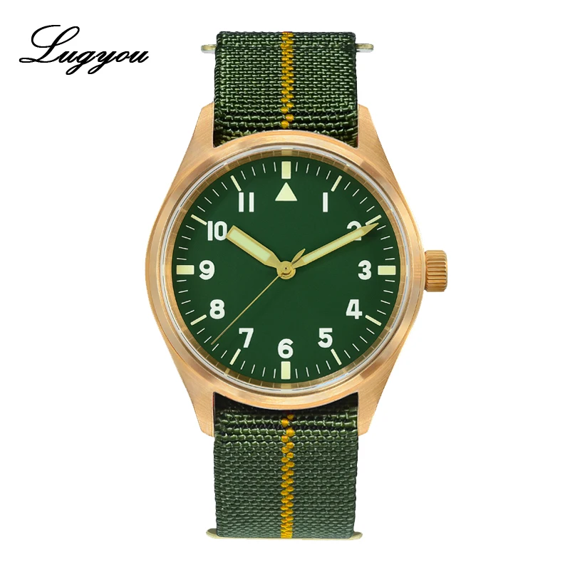 Lugyou San Martin Pilot часы бронзовые винтажные военные армейские мужские наручные