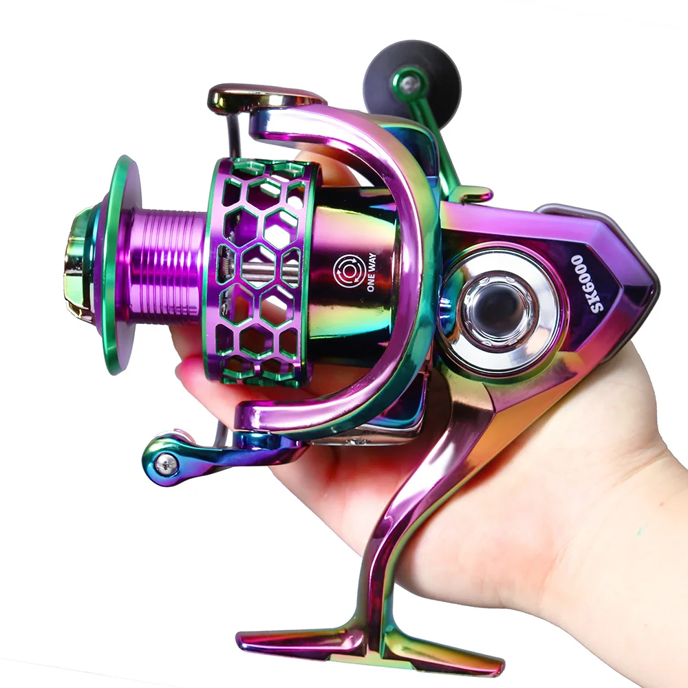 

SK Metal Spool Spinning Fishing Reel Hot Sale 12~15KG Max Drag Power Bass Non-Gap Wheel CNC Rocker Arm 2000-6000 Sea Tackle