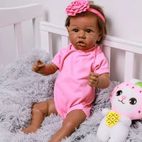20 inch full silicone body reborn baby doll with teeth toy black skin newborn babies toddler alive bebe doll bathe toy girl gift