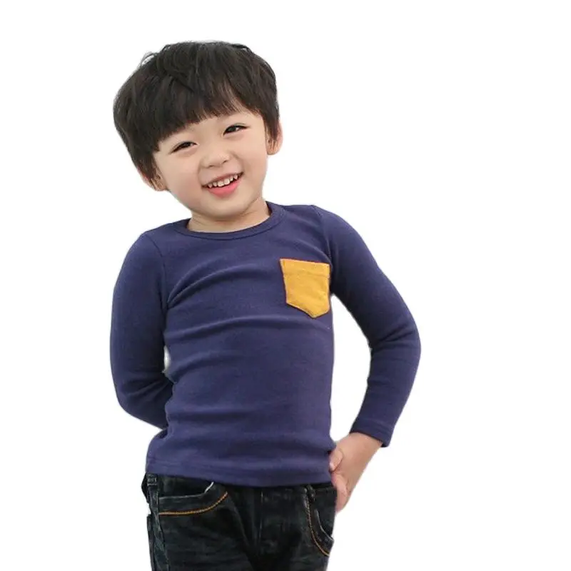Мягкая цельная футболка для мальчика футболки маленьких девочек с длинным
