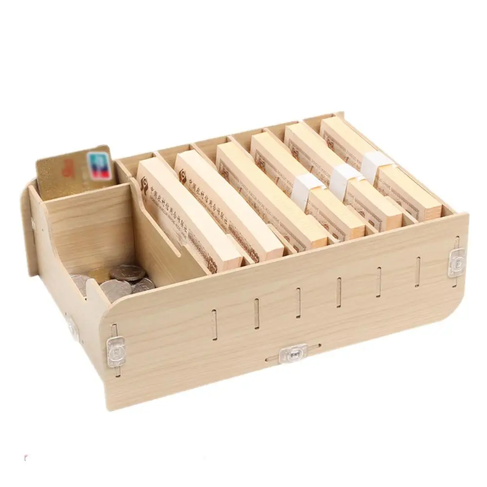 Органайзер для наличных и чеков деревянная настольная коробка хранения сделай