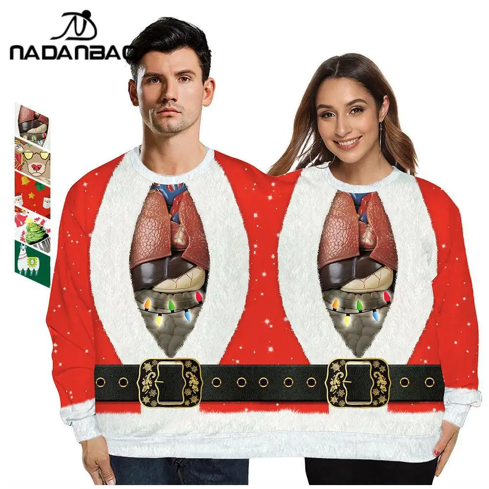 

Новинка, забавные свитшоты NADANBAO с рождественским оленем, женские повседневные пуловеры с круглым вырезом, модная уличная одежда, Рождестве...