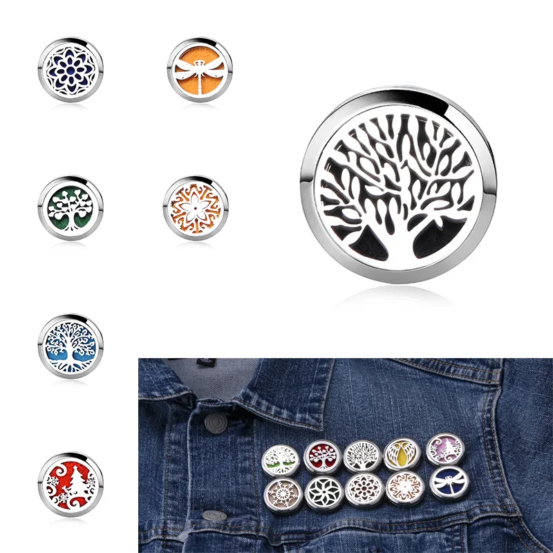 Брошь с древом жизни многоразовая для ароматерапии значок духи медальон