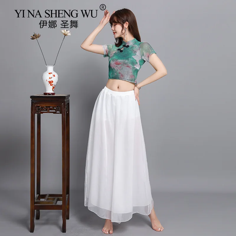 Топ женский с высоким воротником вечерний топ из газовой ткани для народных