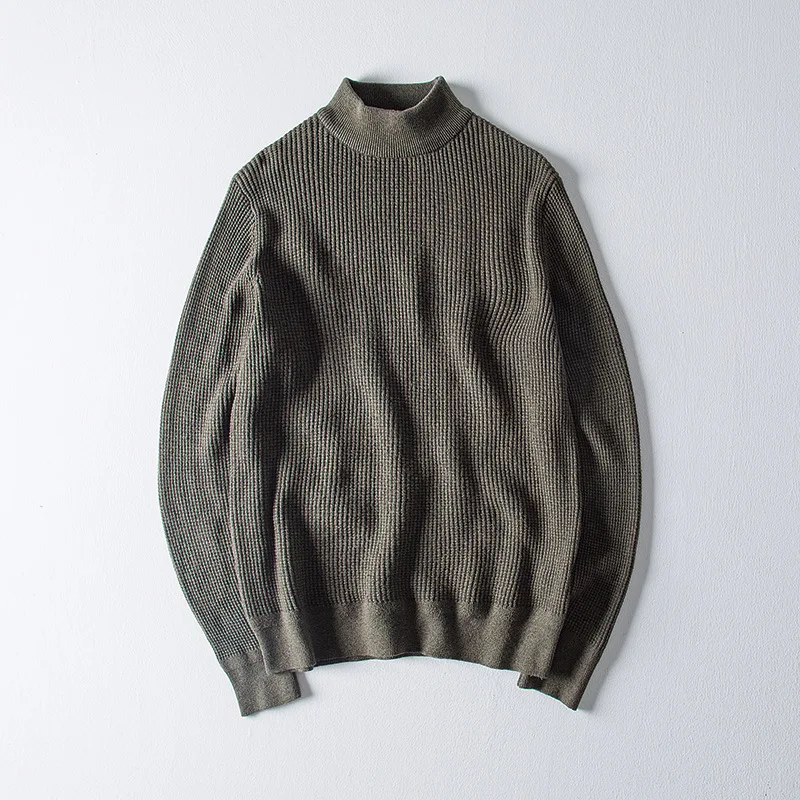 Мужская водолазка с высоким воротником повседневный винтажный серый свитер