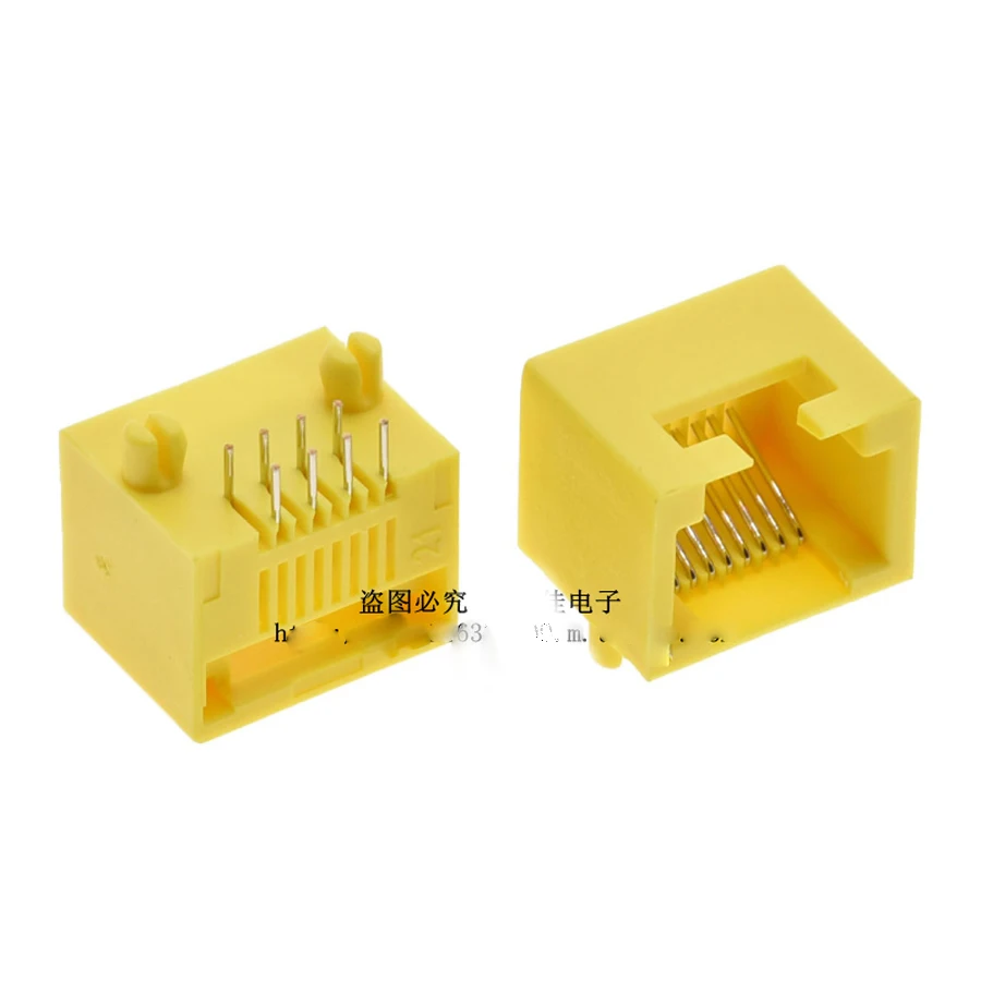

50 шт./лот 8004 MINI RJ45 8P8C гнездовой разъем, короткий пластиковый сетевой модульный желтый цвет