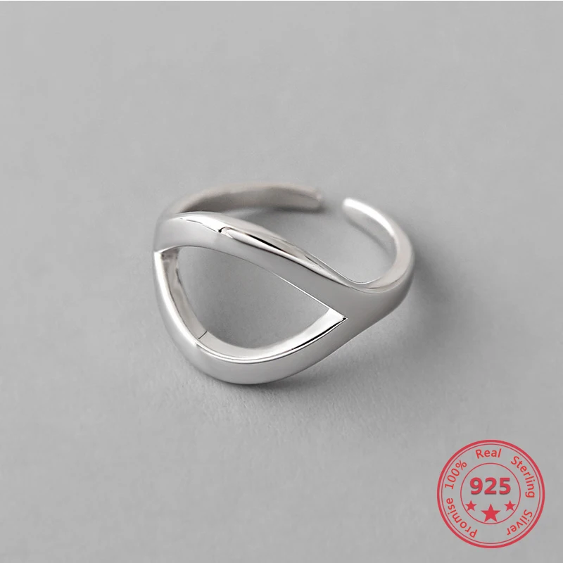 

Korean S925 Pure Sterling Silver Fine Ring Geometric Hollow Retro Simple Fashion Ring Personality Wild Women Jewelry