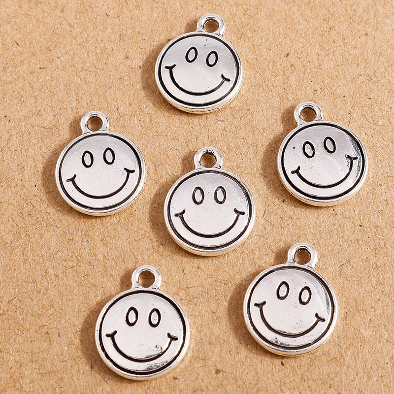 Винтажные Подвески с улыбающимся лицом из сплава серебряного цвета 20 шт. 12*15 мм