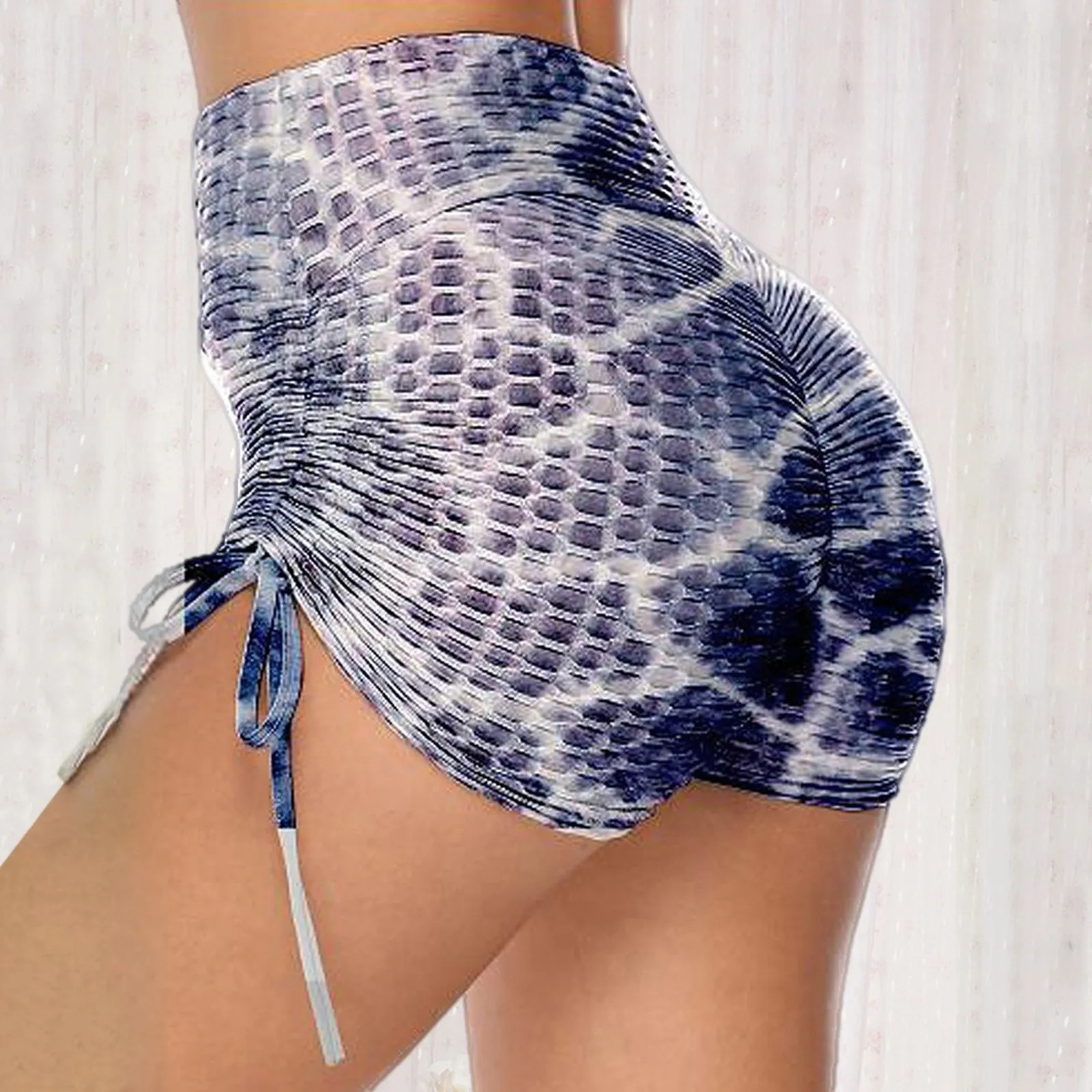 

Шорты женские для йоги с геометрическим принтом, Бесшовные Короткие штаны с завышенной талией, спортивные Леггинсы с контролем живота, спор...