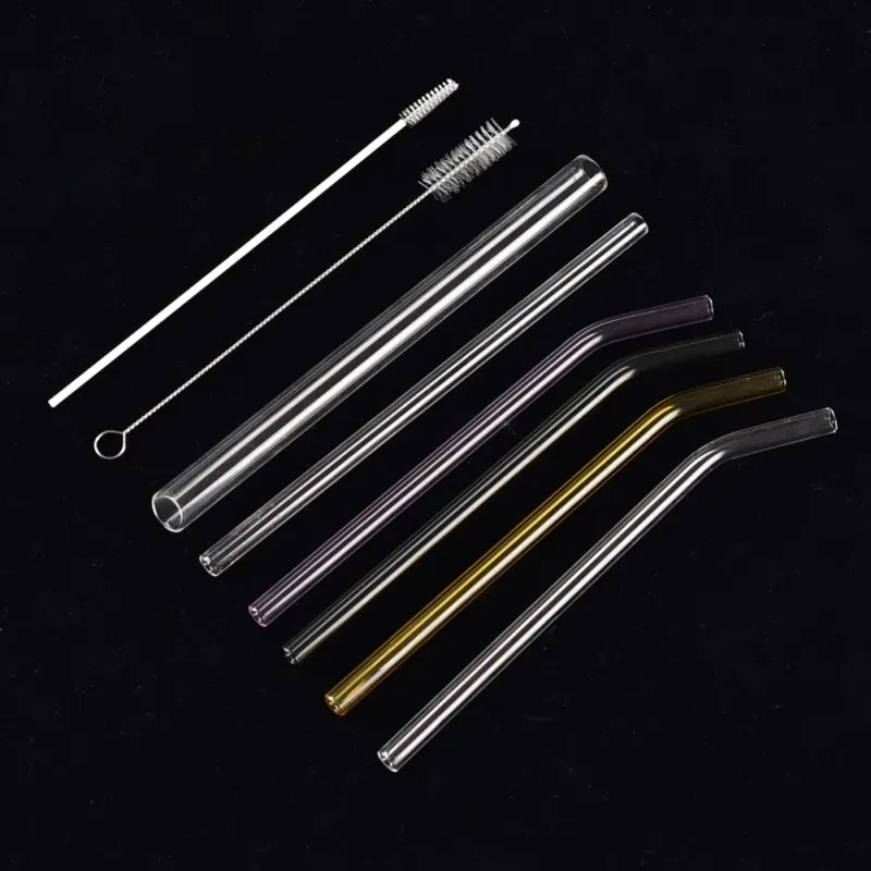 

4Pcs/Set Glass Straw Eco-friendly Straws Reusable Glass Drinking Straight Bend for Smoothies Cocktails Straws