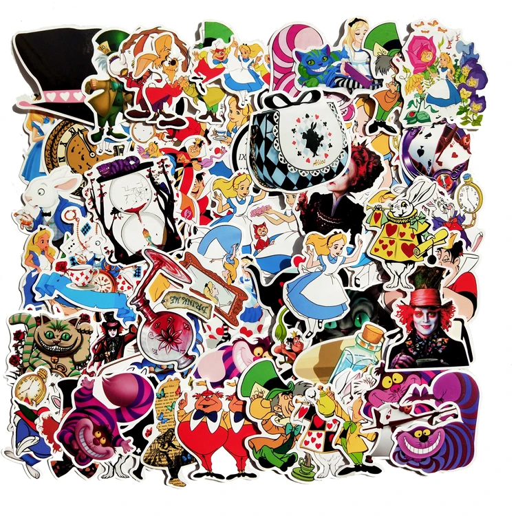 70 шт. Фильм Алиса в стране чудес водонепроницаемые наклейки для портфель