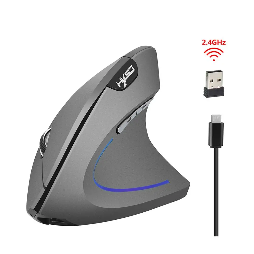 

Rechargeable Vertical 2.4G Wireless Gaming Mouse for Home Office Ergonomic For PC Laptop Black Grey Comfortable High Quality T22