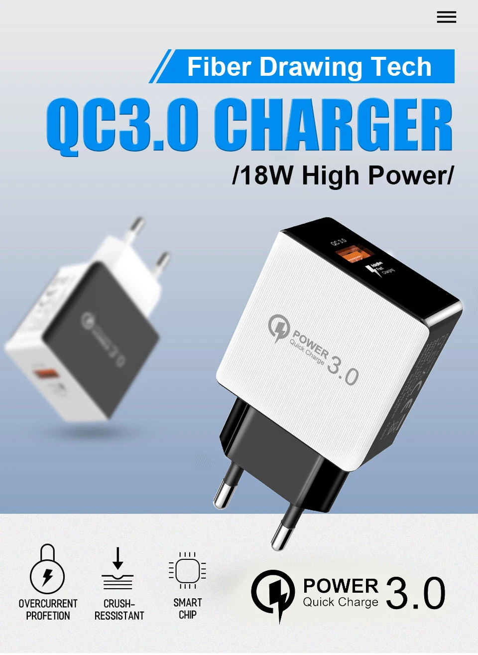 ЕС США QC 3,0 USB зарядное устройство волоконный рисунок Быстрая зарядка 3,0 быстрое зарядное устройство портативный телефон Зарядка адаптер для iPhone X SR Xiaomi Mi 9