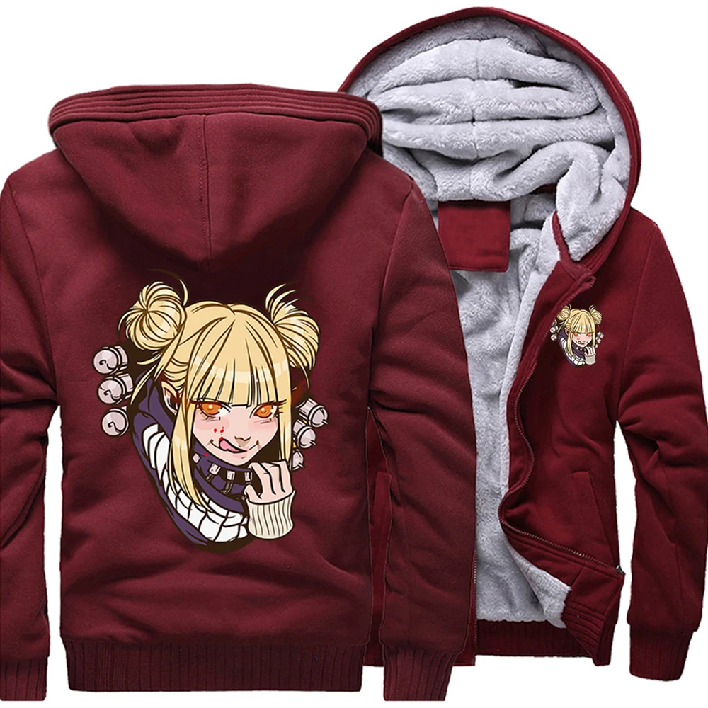 

Japan Anime My Hero Academia Himiko Toga Hoodie Street Jackets Winter Warm Thick Hoodie Top Men Fitted Coat Casual Sweatshirt