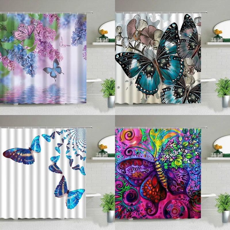 

Beautiful butterfly shower curtains panda shower curtain light blue shower curtain curtain bathroom african bathroom decor