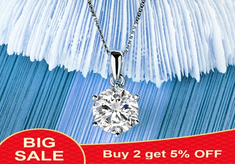 Ожерелье женское из серебра 925 пробы с фианитом 1 карат | Украшения и аксессуары