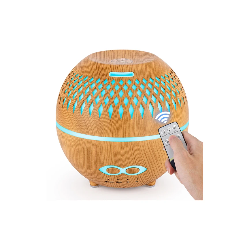 

400ml Remote Control Aroma Air Humidifier Wood Grain LED Lights Essential Oil Diffuser Aromatherapy Electric Mist Maker