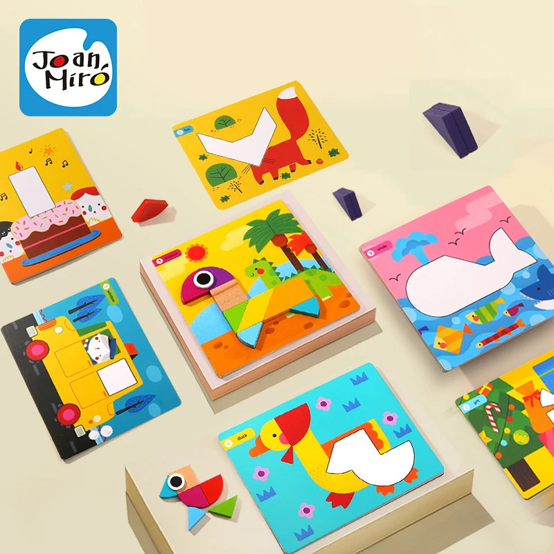 

Головоломка Joanmiro Tangram деревянная для малышей, детей от 2 лет, интеллектуальная развивающая игрушка для раннего развития, подарок