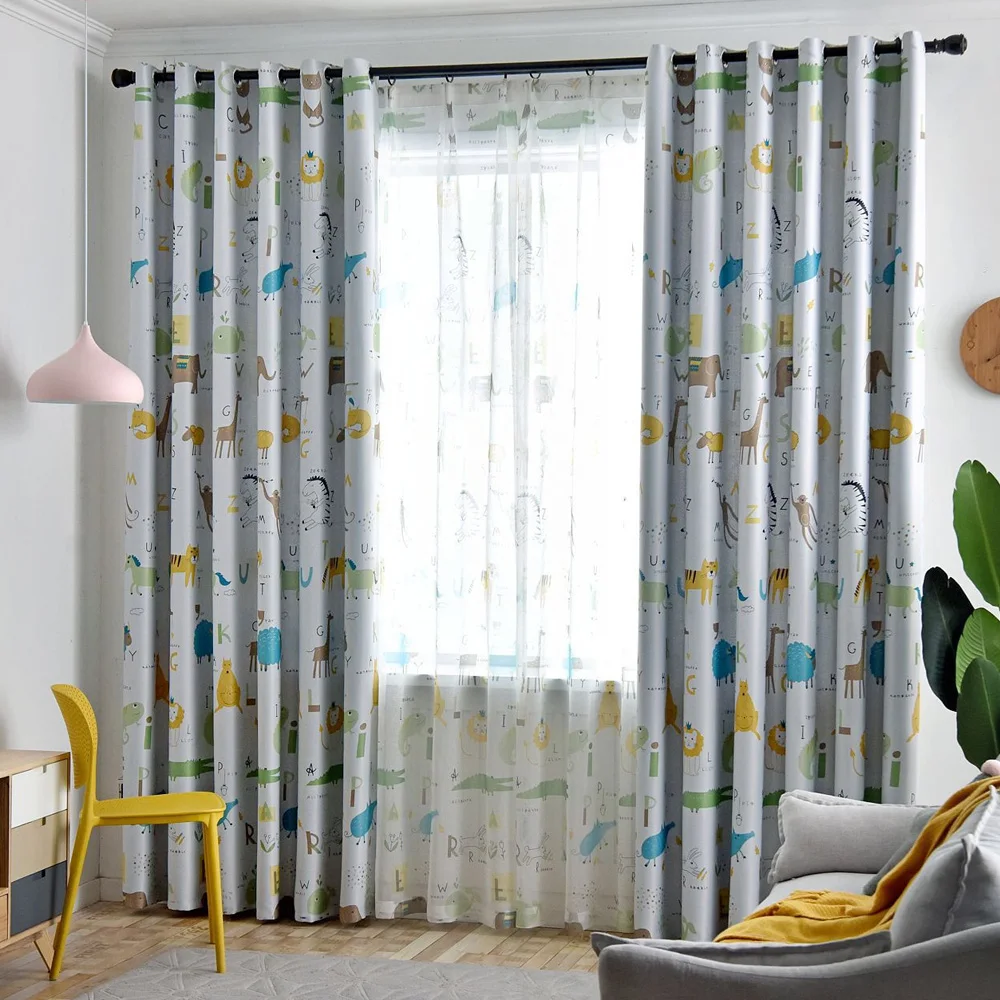 

Kids Bedroom Blackout Curtains Lovely Animal Printed 1 Panel Polyester Fabric Kitchen Living Room Window Treatments School Drape