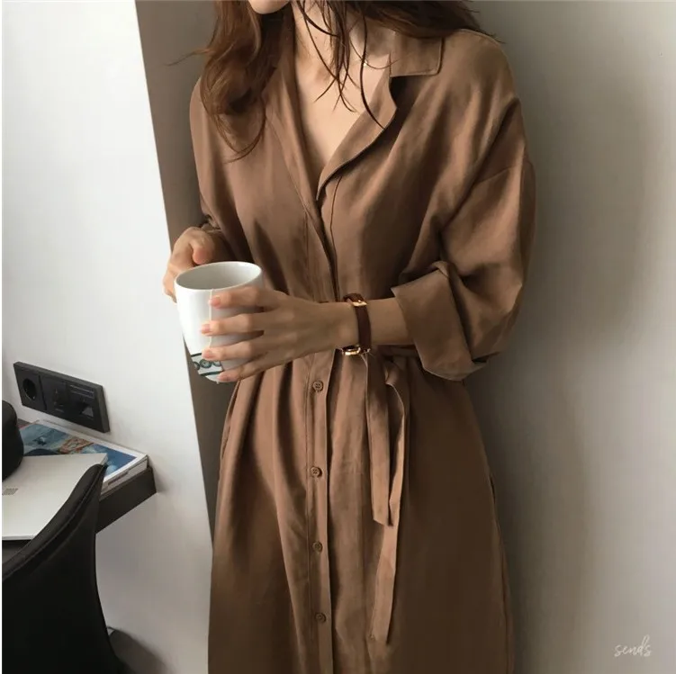 Тренчкот женский тонкий ветрозащитный Повседневная рубашка большие размеры