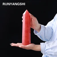 25 30cm big size synthetic quartz obelisk wand point red smelting stone healing stones tower fengshui crystal for home decoratio