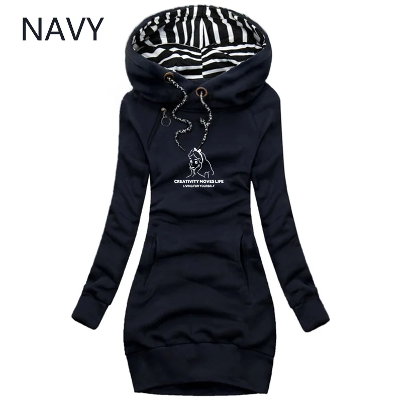 

Autumn and Winter Women Dresses Fashion Long Sleeve Hoodie Dress Casual Hooded Dresses for Women Pullover Dress