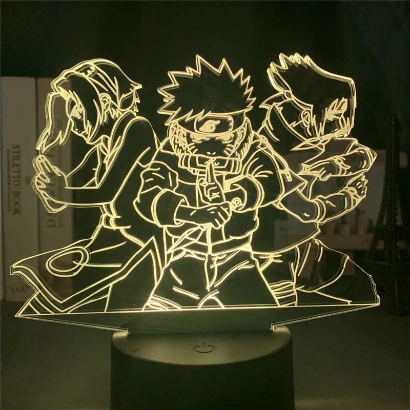 Фигурки Наруто удзумаки Учиха Саске Харуно Сакура аниме светодиодный ночник для