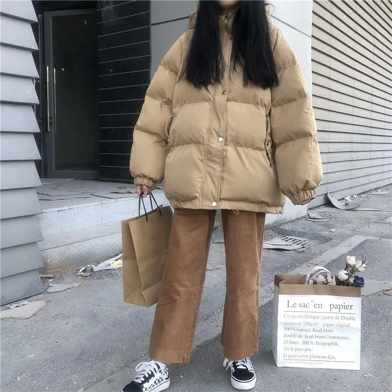 

Женская короткая куртка с капюшоном, зимнее плотное пальто с хлопковой подкладкой, модная свободная парка-пуховик в Корейском стиле, модель...