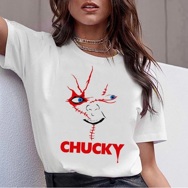 Vintage T Shirt 1 Женская футболка с принтом «ужас Чаки», Женские винтажные летние футболки с коротким рукавом, свободные женские футболки, модные белые топы - Цвет: Vintage T Shirt 1