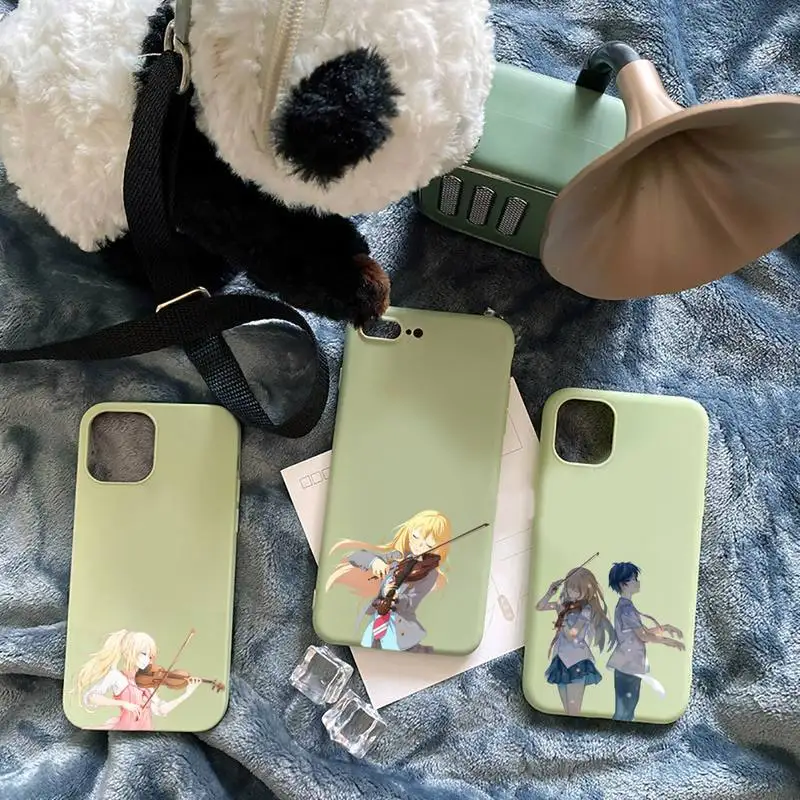 

Anime Your Lie in April Phone Case Green Candy Color case for iPhone 11 Pro 12 13 mini pro XS MAX 8 7 6 6S Plus X SE 2020 XR