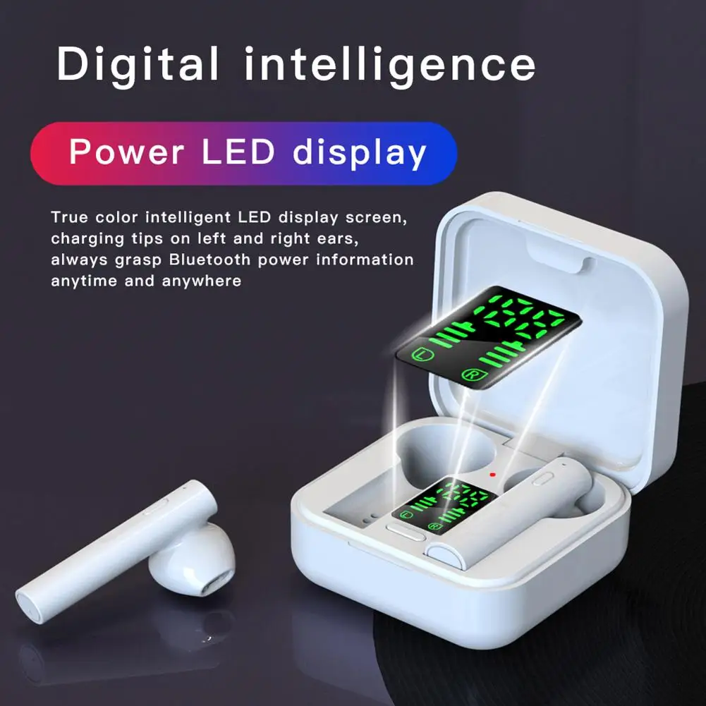 

LED Display Bluetooth 5.0 TWS Wireless Headphones HiFi Earphones Noise Cancelling Waterproof Earphones with Solar Charging