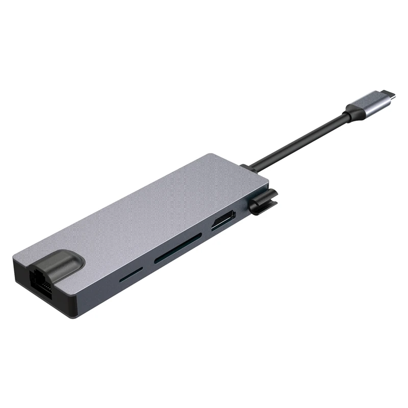

8-in-1 USB C Hub Multiport Adapter with 3 USB2.0 PD3.0 Fast Charge SD/TF HDMI-Compatible RJ45 1000M Docking Station