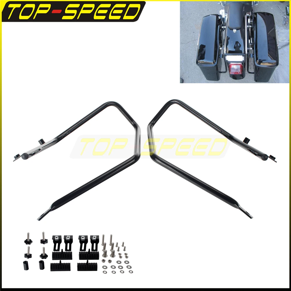 

Motorcycle Saddlebag Conversion Brackets With Mounting hardware For Harley Dyna Super Glide Wide Glide Softail Touring 2008-2021
